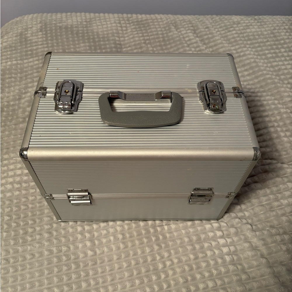 Silver Metal Makeup Storage Case